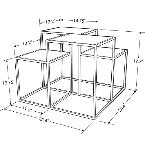 Zuri Furniture Modern Maldives End Table - Black Opaque Glass with Polished Stainless Steel Base - Thumbnail 3