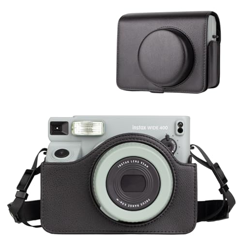 Rieibi Camera Case Compatible with Instax Wide 400,Carrying Case for Fujifilm Instax Wide 400 Instant Camera,Retro PU Leather Camera Bag,Protective Case With Shoulder Strap