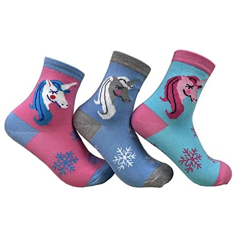 HHSOCKS Kids Unicorn Socks for Boys Girls Unicorn Socks with Snow Colorful Unicorn Socks for Christmas Socks Gift (Pink Blue) Cover