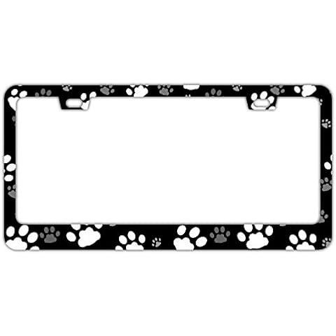 DZGlobal Paw Print Dog Cat Pattern License Plate Frame License Plate Covers Humor Car Tag Frame 2 Holes and Screws Black Personalized Car Accessories for Pet Lovers Cover