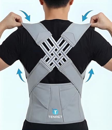 Image of Posture Corrector for Men & Women - Adjustable Back Brace for Upper Back Pain Relief, Slouch Correction, Clavicle Support - Comfortable Shoulder Straightener Belt (Unisex, Free Sizes)