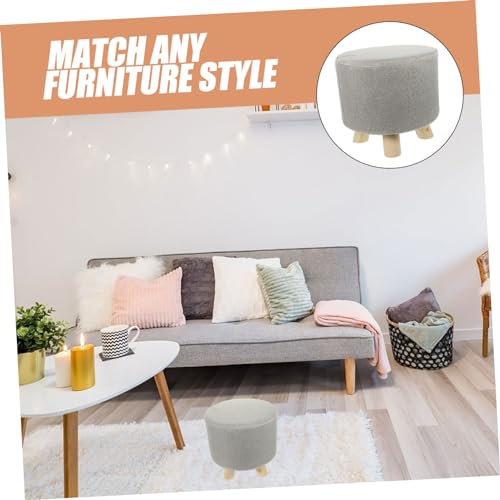 Taburete redondo de madera natural y asiento suave acolchado para casa 5