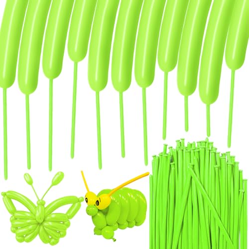 Image of 100Pcs Light Green 260 Balloons, Long Balloon for Tying Balloon Arch, Long Skinny Balloons for Twisting Ballons Animal balloons Birthday Party Wedding Festival Decorations