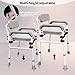 Adjustable Medical Bedside Commode Chair with Padded Backrest, Arm Support, Height Adjustable，Gray