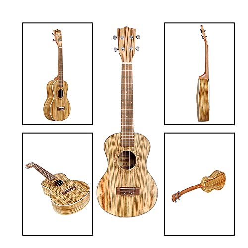 WGOEODI Ukulélé, ukulélé en Bois de zèbre à 4 Cordes, Ensemble de Mini Guitare Soprano, avec Instrument de Musique Gig… - Les Beatles, Paul McCartney, John Lennon, RIngo Starr, George Harrison WGOEODI Ukulélé, ukulélé en Bois de zèbre à 4 Cordes, Ensemble de Mini Guitare Soprano, avec Instrument de Musique Gig… – Image 4