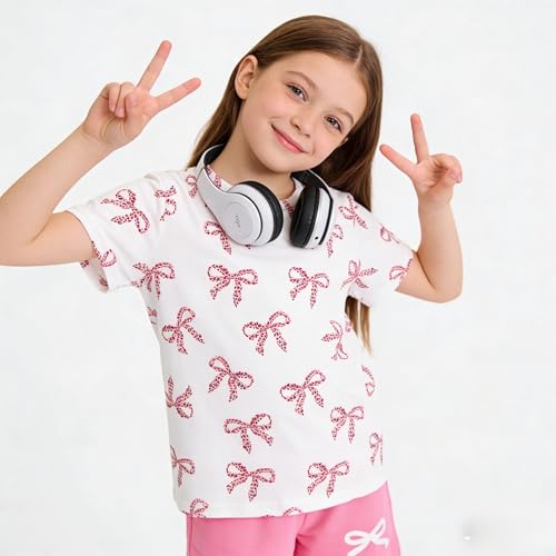 Image of Axumity Kid Toddler Girl Clothes Summer Ruffle Sleeve Figure Graphic Shirt + Shorts Summer Outfits Set