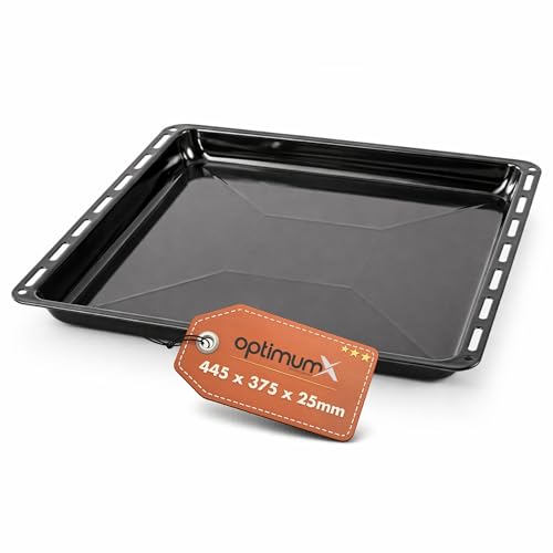 OptimumX 445x375x25mm Emailliert Backblech rechteckige Fettpfanne/Kuchenblech für Backofen ideal zum Backen Braten & Grillen