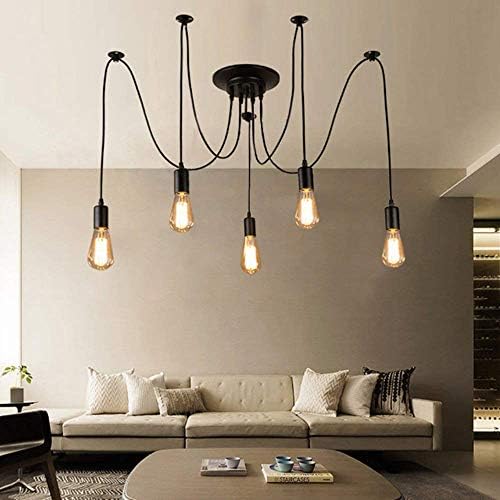 Lightsjoy 6 Heads Spider Pendant Light Industrial Ceiling Chandelier DIY Multiple Ceiling Lighting Dining Room Hanging Drop Light Loft Hall Living Room Ceiling Pendants Lamp