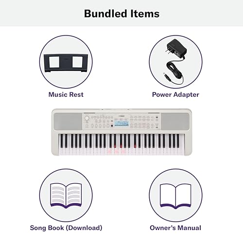 Image of Yamaha 61-Key Portable Keyboard with Lighted Keys for Easy Learning, Music Rest, and Power Adapter EZ310