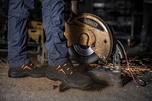 Image of BLACK+DECKER Black Nubuck Leather High Ankle Safety Shoes for Men | Antislip, Oil, Chemical Resistant & Sweat absorbing | Single Density | Steel Toe | BXWB0131IN | Size-06