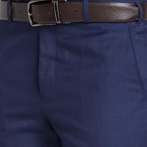 Image of Park Avenue Smart Fit Polyester Blend Checks Pattern Flat Front Formal Trouser