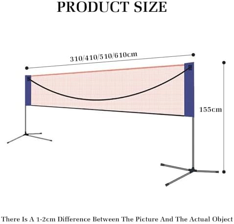 Portable Badminton Tennis Net Stand - Foldable Indoor Outdoor Volleyball Poles with Grid and Backpack, Ideal for Athletic Training and Recreation