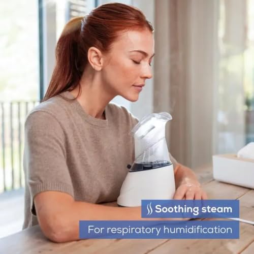 Image of Beurer German Engineering SI 31 Steam Inhaler Machine for Cold, Cough & Sinus Relief | Steam Vaporizer for Nose & Throat Congestion | Fast Steam in 3 Min, Auto Shut-Off | Adjustable Output | 40 ml Capacity | For Adults & Kids | White in color I 1-Year Warranty