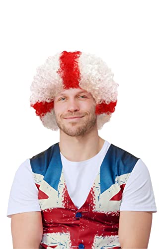 Smiffys England Afro Wig, St George England Fancy Dress, Adult Dress Up Wigs, Red