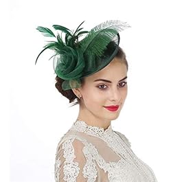 SAFERIN Women’s Fascinators Feathers Tea Party Hat Veil Headband with Hair Clip for Cocktail Church