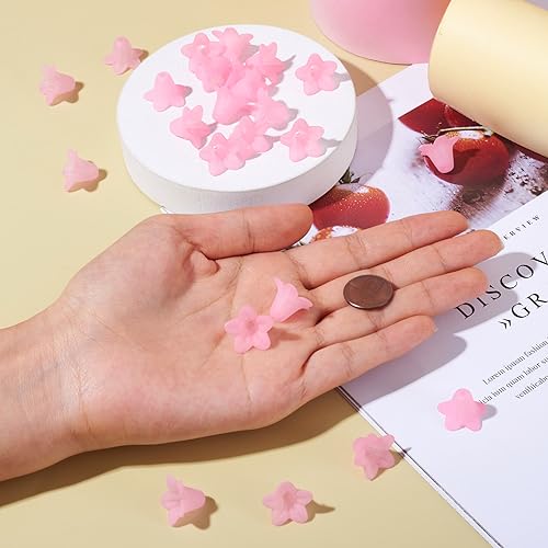 Cuentas de acrílico esmerilado Crafans con forma de flor transparente para joyería 3