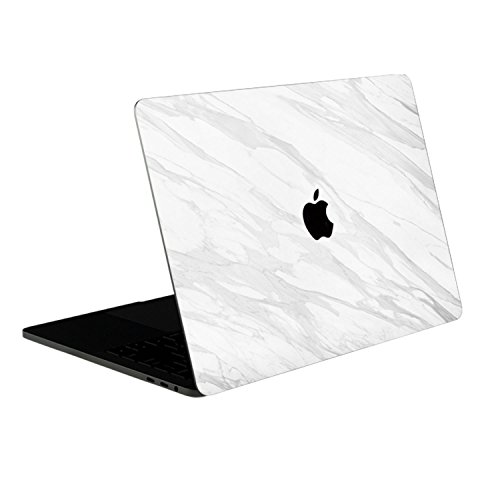 SOJITEK White Marble Stone Texture 4-in-1, Full-Size 360° Protector Skin Decals Sticker MacBook