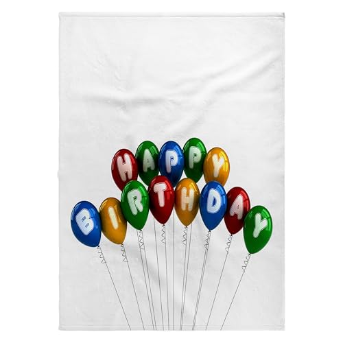 3dRose 22x30 Bath Hand Pool Towel - Arranged Happy Birthday Balloons Illustrations