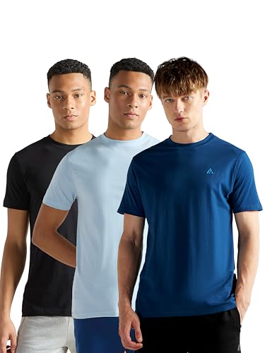 Image of Clans & Hans Men's Regular Fit T-Shirt - Super Combed Cotton, Solid Plain T-Shirts for Men, Round Neck, Stylish, Half Sleeve, Mens t Shirt - Combo Pack of 3