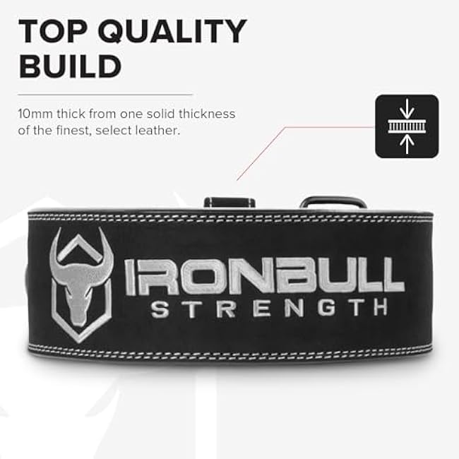 Powerlifting Belt - IPF Approved ¨C Weight Lifting Belt 10mm - Prong Weightlifting Belt for Squats, Deadlift, and Bench Press ¨C Lifting Belt Leather 4in for Men and Women ¨C Back Brace for Gym, Workout, Strength Training, Strongmen & Power Lift