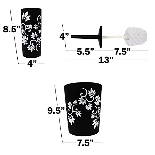Blue Donuts Bathroom Accessories Set Complete, Toilet Brush and Holder, Trash Can, Toothbrush Holder, Black, 6 Pieces - Thumbnail 3