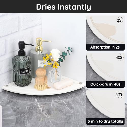 Image of Segbeauty Fast Drying Corner Counter Shelf, 9.85in Instant Dry Corner Sink Organizer Diatomite Tray, Water Absorbent Tray for Bathroom Counter Decor, Side Countertop Organizer for Soap Dispenser