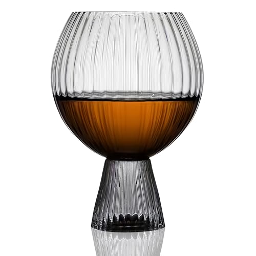 Unique Stylish Vintage Ribbed Cocktail Glass - Crystal Coupe Martini Glasses, Perfect for Drinking Cocktails, Martini, Margarita Bar Glasses (Ball)