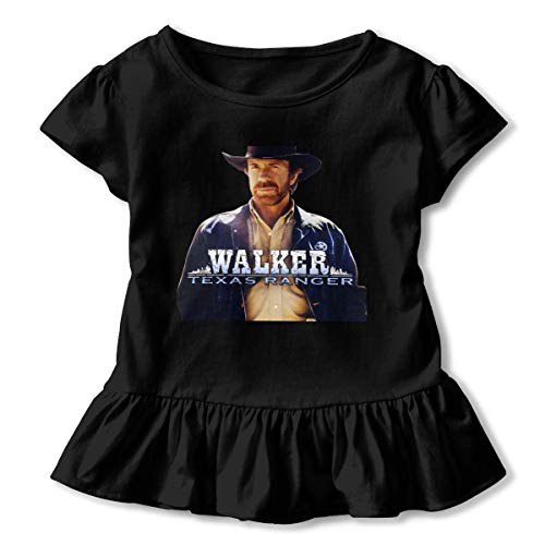 Walker Texas Ranger Round Neck Short Sleeve Ruffle Hem Tops T-Shirt Baby Girls' Cotton Tee Graphic Tee Black