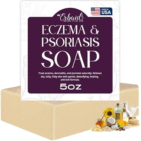 Eczema Soap Bar for Face and Body – All Natural Dermatitis, Psoriasis Treatment for Dry Itchy Sensitive Skin Relief – Gentle Detoxifying, Healing, Anti-Itch, Oatmeal Goat Milk Wash for Kids, & Adults Cover
