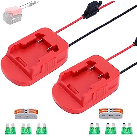 Epowon 2 Packs Power Wheel Adapter Compatible with Milwaukee M18 18V Battery Converter with Fuses & Wire Terminals Power Adapter Connector for DIY RC Car Toys, Robotics and Rc Truck Cover