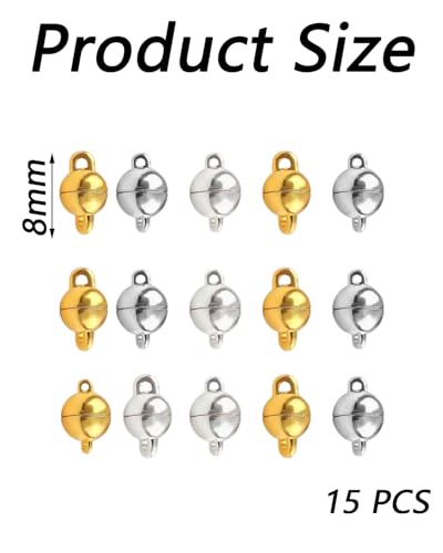Image of 15 PCS Magnetic Clasp for Bracelet, DIY Jewelry Making Supplies, Strong Magnetic Jewelry Clasps for Necklace Bracelet, Round Magnetic Clasps for Jewelry Findings