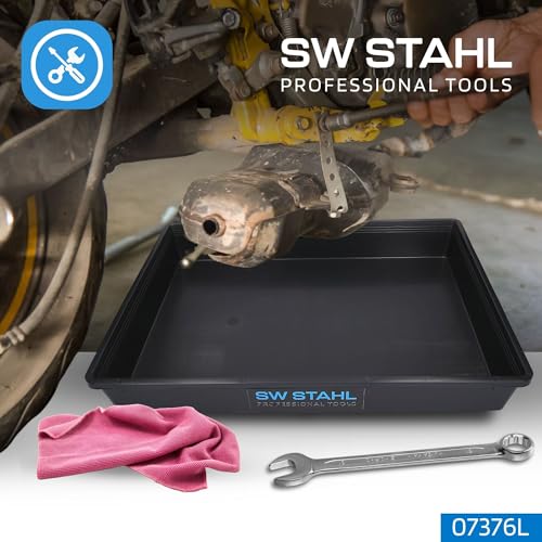 Foto von SW-Stahl 07376L Universal Auffangwanne rechteckig/Ölauffangwanne/Grillrost-Reinigung/Katzenklo/Gewächshauswanne / 18L Fassungsvermögen Kunststoff I Ölwanne Kunststoff