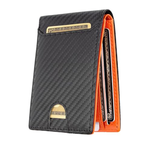 Men's RFID Blocking Wallet Short Tri-Fold Design Anti-Theft Card Holder with Multiple Slots for Daily Use Travel