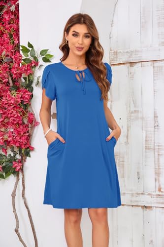 Image of Women's Summer Dresses 2026 Casual T Shirt Dress Short Sleeve A-Line Dress Loose Sundress Swing Dress with Pockets