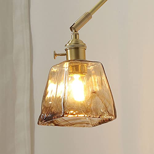 Lámparas de pared de vidrio y latón retro E27 con interruptor interior de 1 luz ajustable 5