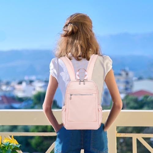 LOIDOU Mini Rucksack für Frauen Kleiner Rucksack Geldbörse Leichtgewicht Mädchen Casual Daypack Bookbag für College Schule Arbeit Reisen, Rosa(35cm)
