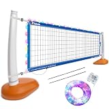Olybeaka Nur Pool-Volleyballnetz, verstärktes Anti-UV-Ersatz-Pool-Volleyballnetz mit Punkteklemmen, 4,5 m Netz, einfach aufzubauen und langlebig (Himmelblau)