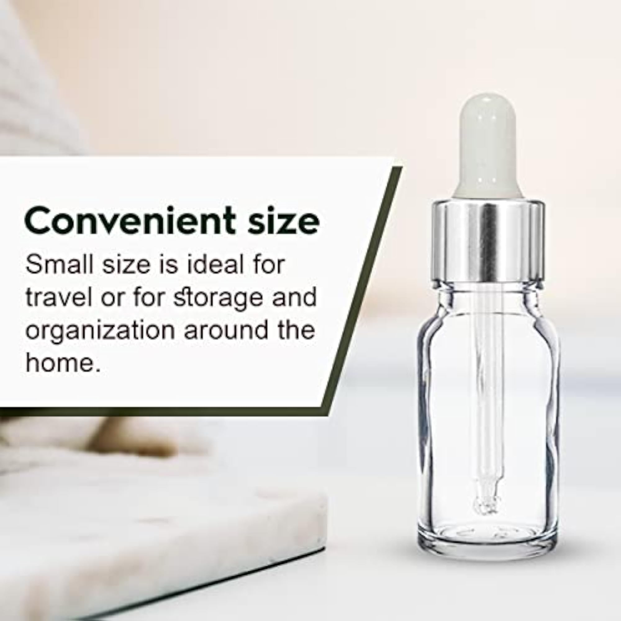 10 ML Clear Round Empty Glass Bottle with Dropper, Refillable