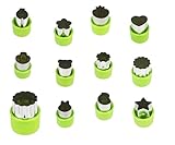LENK Vegetable Cutter Shapes Set,Mini Pie,Fruit and Cookie Stamps Mold,Cookie Cutter Decorative Food,for Kids Baking and Food Supplement Tools Accessories Crafts for Kitchen,Green,9 Pcs