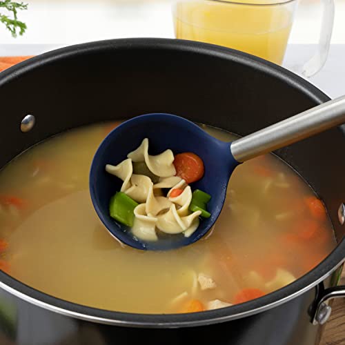 Tovolo Silicone Ladle With Stainless Steel Handle, Spoon With Reinforced Nylon Core, Perfect Kitchen Utensil For Soup, Stew, Sauce & Punch, Deep Indigo #TOP3