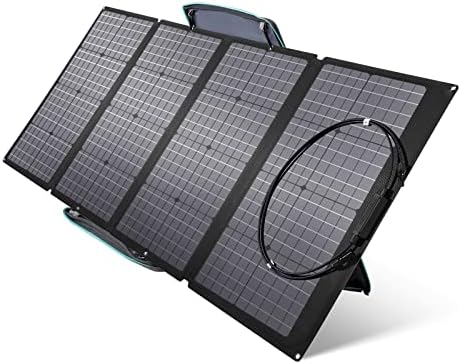 EF ECOFLOW 160 Watt Portable Solar Panel for Power Station, Foldable Solar Charger with Adjustable Kickstand, Waterproof IP68 for Outdoor Camping RV Off Grid System