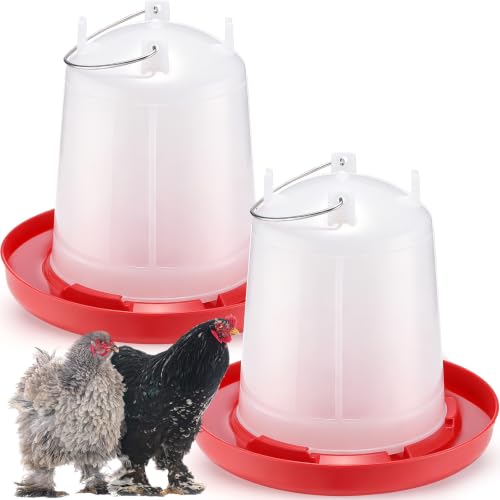 Pickmesh 2 Pcs 1 Gallon Plastic Poultry Drinker Poultry Waterer Automatic Chicken Water Feeder Fed Water Container Jar for Duck Baby Chicks Rabbit Turkeys Outdoor Farm