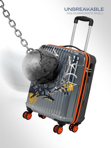 Image of Safari Scrib Medium 8 Wheels 66cm Check-in Trolley Bag Hard Case Polycarbonate 360 Degree Wheeling System Luggage, Trolley Bags for Travel, Suitcase for Travel, Grey Printed