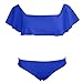 JIANLANPTT Pretty Sexy Bandeau Ruffled Bikini Women Flounce Strapless Swimsuit Swimwear Bathing Suits Blue M(US2-4)