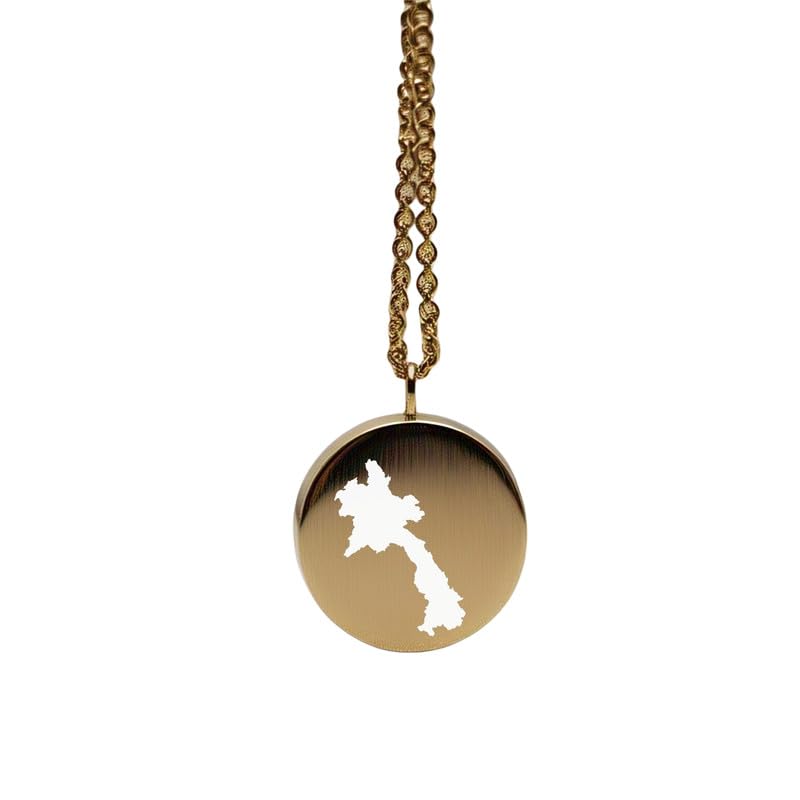 Pendentif carte du Laos en argent cadeau souvenir d'Asie