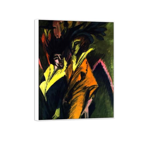 Impressions sur toile Two Women de qualité musée, cadre blanc premium de format 50x40cm