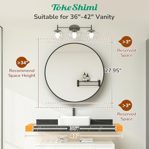 Image of TokeShimi 28 in Circle Medicine Cabinet for Bathroom, Smooth Piano Hinge