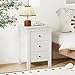 Giantex Nightstands Set of 2 with 3 Drawers, Wood White Night Stand Bedside Table w/Storage Drawer & Round Metal Knobs, Modern End Side Table for Dorm Bedroom Small Spaces, 14.5