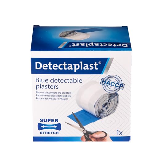 Pansement bleu detectable Detectaplast Universal, pansements resistants à l'eau et aux saletés, safety first pansement cuisine et pansement alimentaire, 8 cm x 5 m, 1 pièce