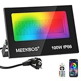 🟢【RGB & 3000K Warmlicht 100W LED Strahler RGB】 RGB LED Fluter kann über Bluetooth APP mit 16 Millionen lebendigen Farben eingestellt werden, kann für dekorative Außenbeleuchtung, Halloween, Weihnachten, Party, Geburtstag, Hochzeit und andere Atmosphäre Beleuchtung verwendet werden. Darüber hinaus hat der LED-Strahler für den Außenbereich einen Lichtstrom von 8182 Lumen und kann warmweißes Licht mit einem Farbtemperaturwert von 3000K ausstrahlen.